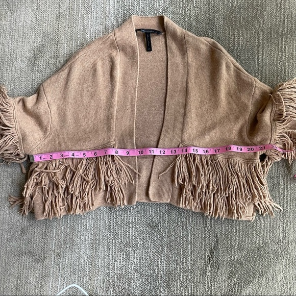 BCBG CAMEL FRINGED SHRUG SWEATER - Picture 8 of 13